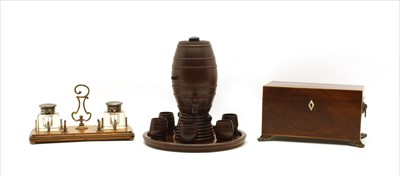 Lot 339 - An Edwardian oak and brass inkstand