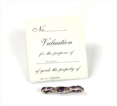 Lot 11 - A silver amethyst and marcasite bracelet