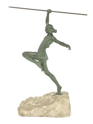 Lot 432 - An Art Deco patinated bronze figure of a javelin thrower