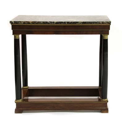 Lot 695 - An Empire marble-topped mahogany and ebonised console table