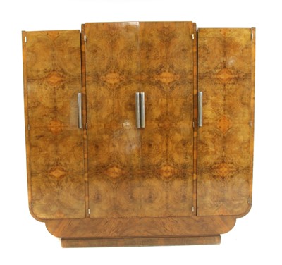Lot 51 - A large Art Deco burr walnut wardrobe