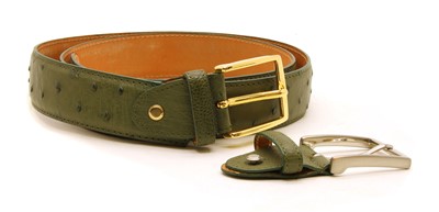 Lot 1140 - A Pickett of London gentleman's green ostrich leather belt