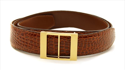 Lot 1142 - A Canali brown crocodile leather belt