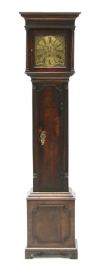 Lot 747 - A diminutive George III oak longcase clock