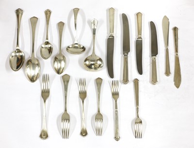 Lot 61 - A George V silver canteen of cutlery