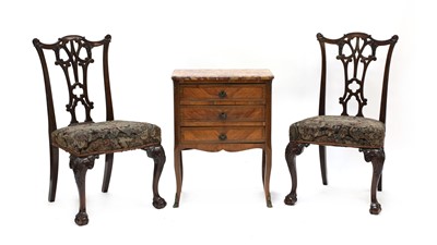 Lot 883 - A pair of mahogany side chairs in the manner of Thomas Chippendale