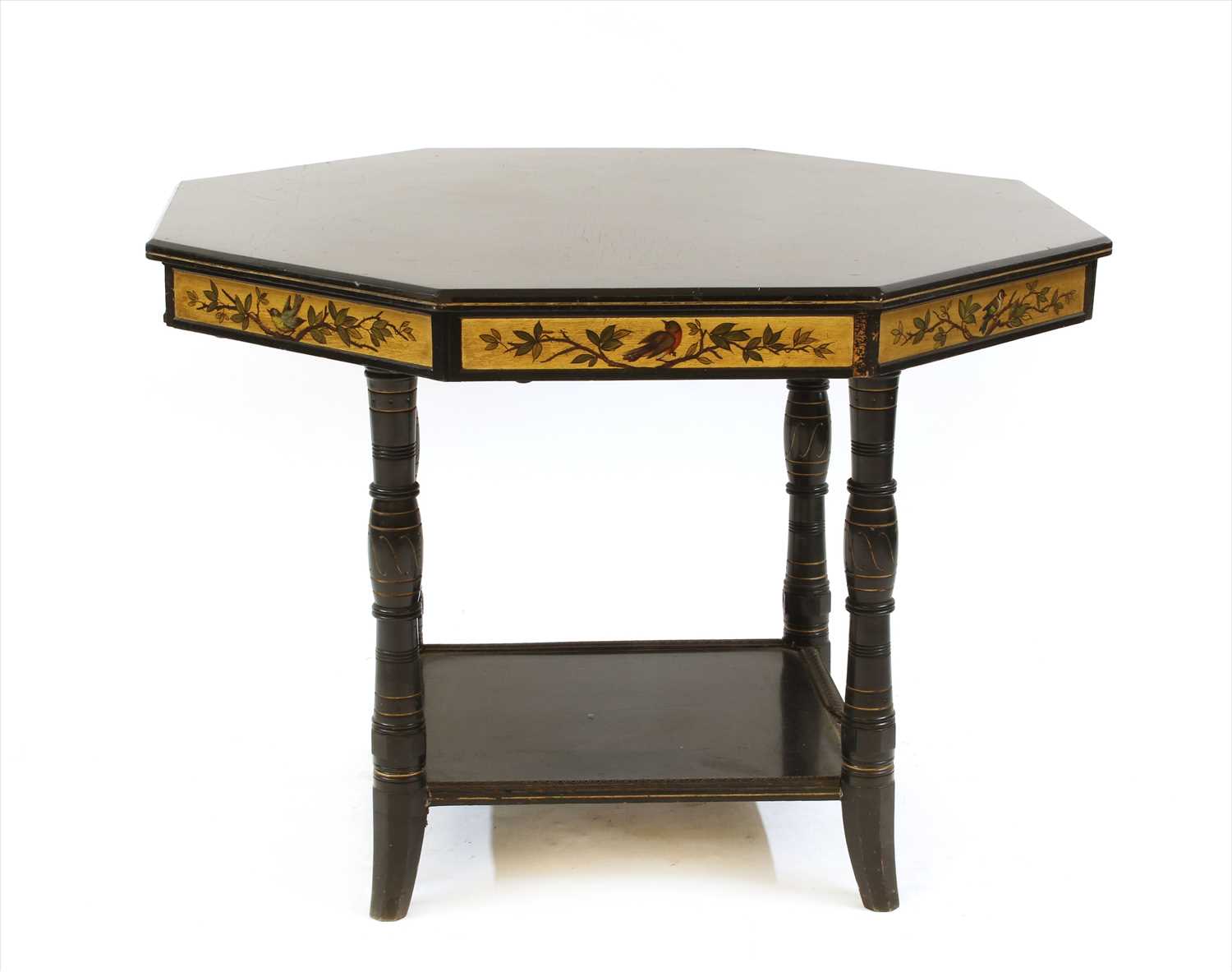 Lot 4 - An Aesthetic octagonal ebonised and gilt centre table
