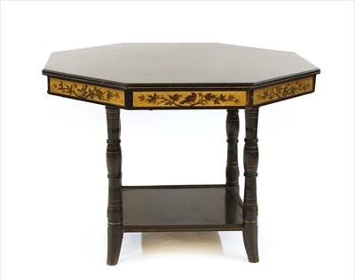 Lot 4 - An Aesthetic octagonal ebonised and gilt centre table