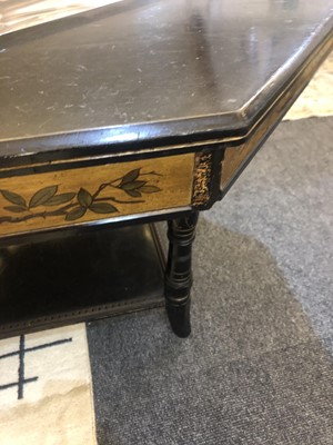 Lot 4 - An Aesthetic octagonal ebonised and gilt centre table