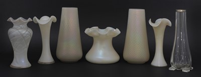 Lot 86 - A pair of Kralik pearlescent glass vases