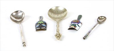 Lot 88 - A Russian silver cloisonne teaspoon