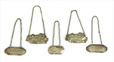 Lot 31 - A pair of George III silver wine labels, 'Port' and 'Sherry', Sheffield 1799/1801