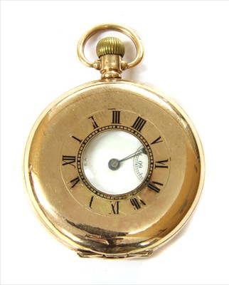 Lot 179 - A 9ct gold Waltham half hunter pocket watch