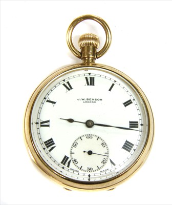 Lot 176 - A 9ct gold J W Benson open-faced pocket watch