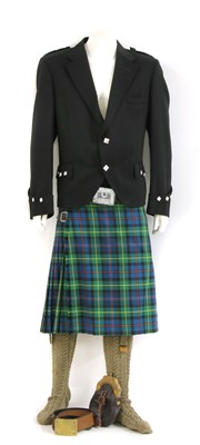 Lot 1178 - A Farqueson tartan fabric kilt, black kilt jacket etc