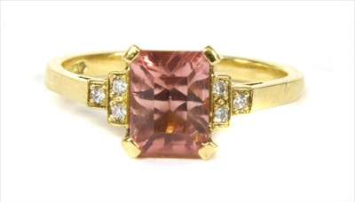 Lot 100 - An 18ct gold pink tourmaline and diamond ring