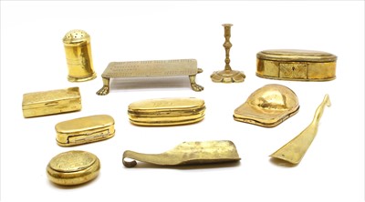 Lot 94 - A collection of predominantly 18th and 19th century brass tobacco and snuff boxes