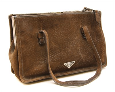 Lot 1015 - A Prada semitracolla brown suede bag