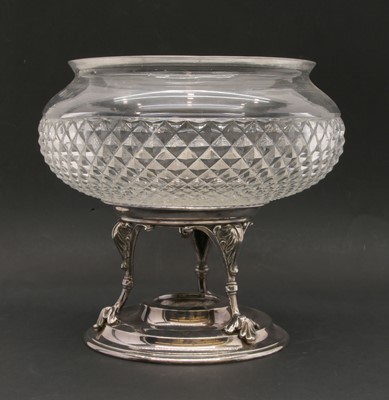 Lot 200 - An EPNS mounted cut glass pedestal fruit bowl