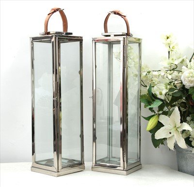 Lot 1241 - A pair of chromium lanterns
