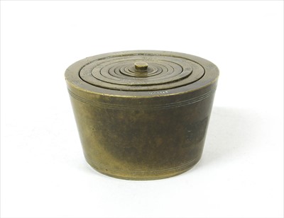 Lot 225 - A Georgian set of nine bronze cup weights