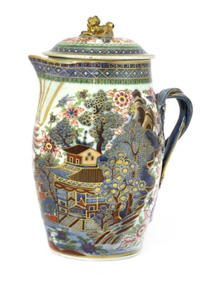 Lot 214 - A Chinese porcelain clobbered pitcher