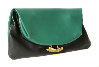 Lot 1028 - A Marni blue and green lambskin fold-over clutch