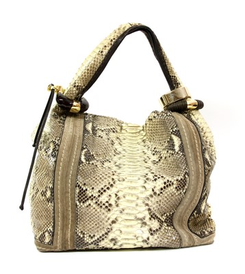 Lot 427 - A Jimmy Choo python skin and suede 'Saba' hobo bag