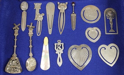 Lot 126 - Ten silver novelty bookmarks
