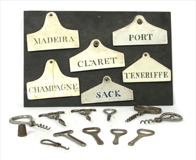 Lot 150A - A collection of six 19th century wine bin labels