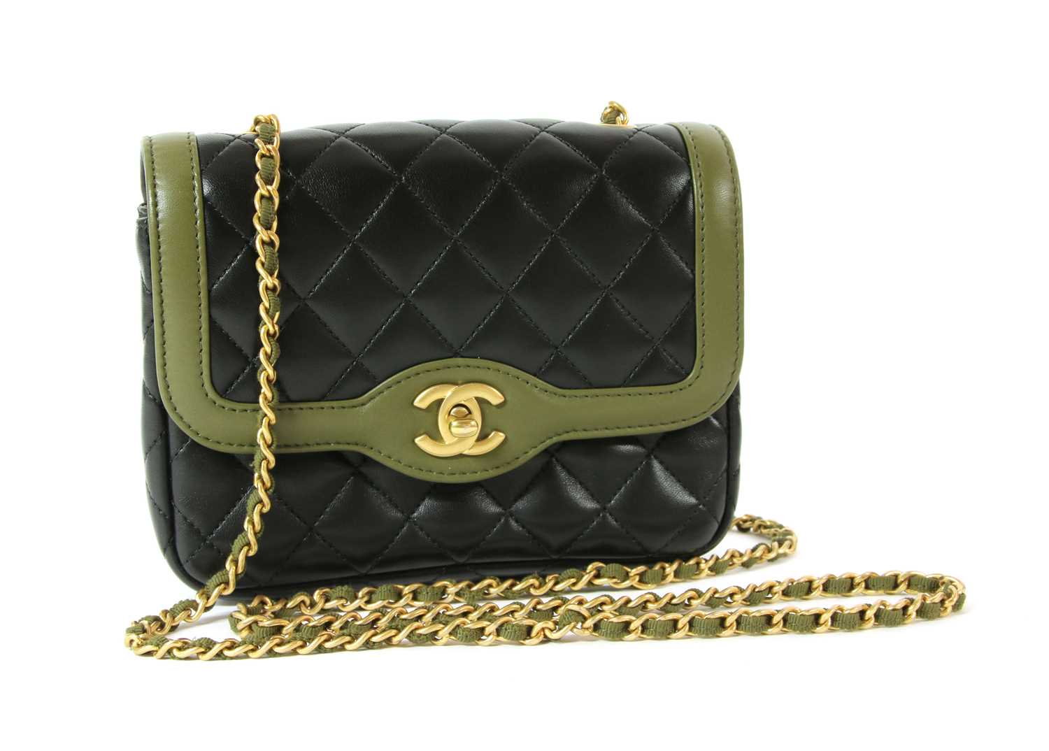 Lot 411 - A Chanel black lambskin petit flap bag