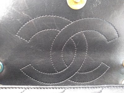 Lot 410 - A Chanel black chevron flap bag