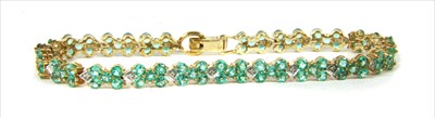 Lot 44 - A 9ct gold emerald and diamond bracelet