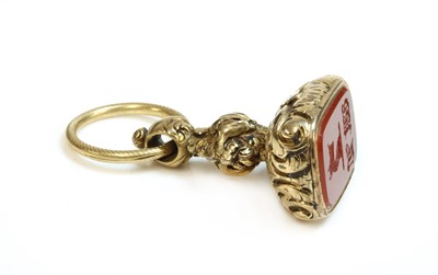 Lot 477 - A gold cased cornelian seal, c.1830