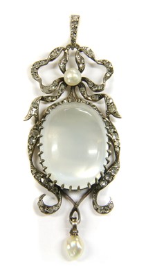 Lot 94 - A Victorian moonstone, diamond and pearl pendant