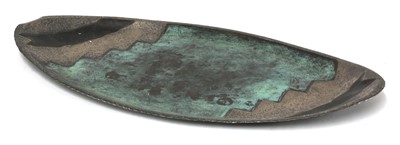 Lot 474 - A French Loys patinated green and white metal oblong tray