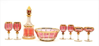Lot 299 - A suite of Bohemian Slat or Listovane glassware
