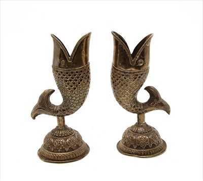 Lot 178 - A pair of white metal vases