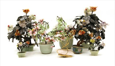 Lot 291 - A collection of Chinese hardstone trees (Qty.)