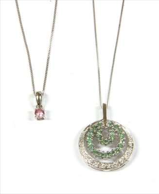Lot 78 - A 9ct white gold pink sapphire pendant