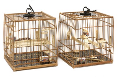 Lot 774A - A pair of Chinese bamboo birdcages