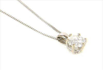 Lot 54 - An 18ct white gold single stone diamond pendant