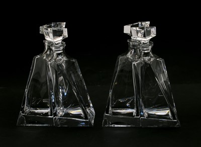 Lot 330 - Two pairs of bohemian glass 'Lovers' decanters