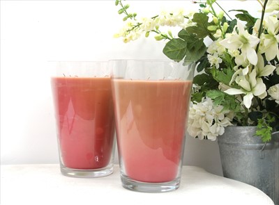 Lot 1229 - A pair of pink wax 'Baobab' scented candle vases