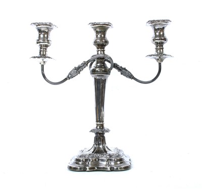 Lot 78 - A silver three branch candelabrum