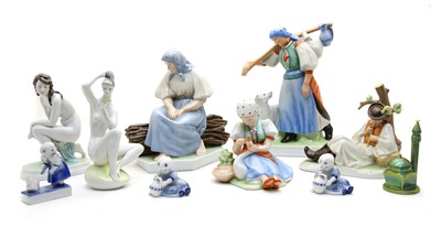 Lot 471 - A collection of Hungarian Zsolnay Pecs porcelain figures