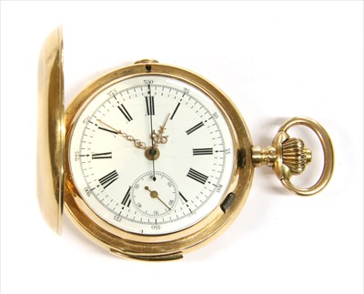Lot 178 - A Swiss gold hunter repeater chronograph pocket watch