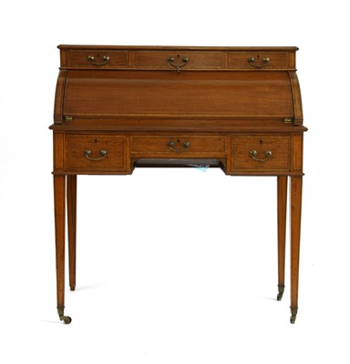 Lot 869 - A satinwood and strung bureau