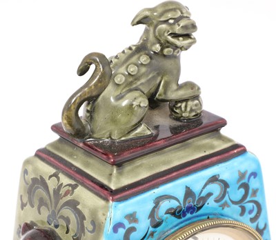 Lot 39 - An Aesthetic pottery mantel clock