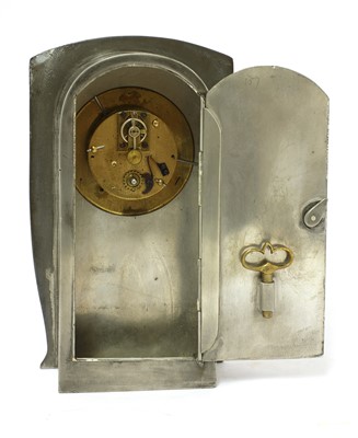 Lot 197 - A Tudric pewter and enamel clock, designed by Archibald Knox for Liberty & Co.
